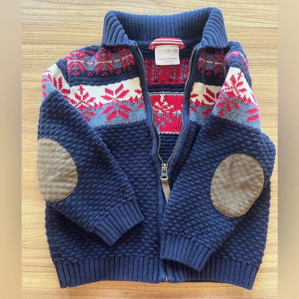 Hanna Andersson Red and Navy Knit Sweater